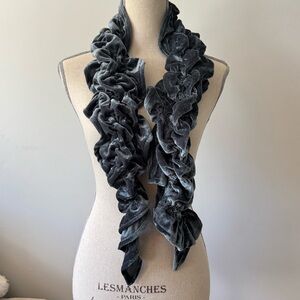 Elegant Velvet Ruffled Scarf in Silver/Gray! Nice!